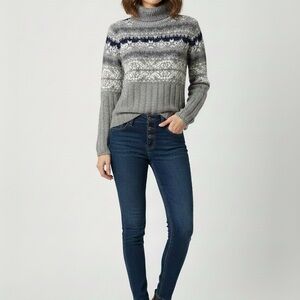 Sweater Project Gray and Navy Turtleneck Sweater